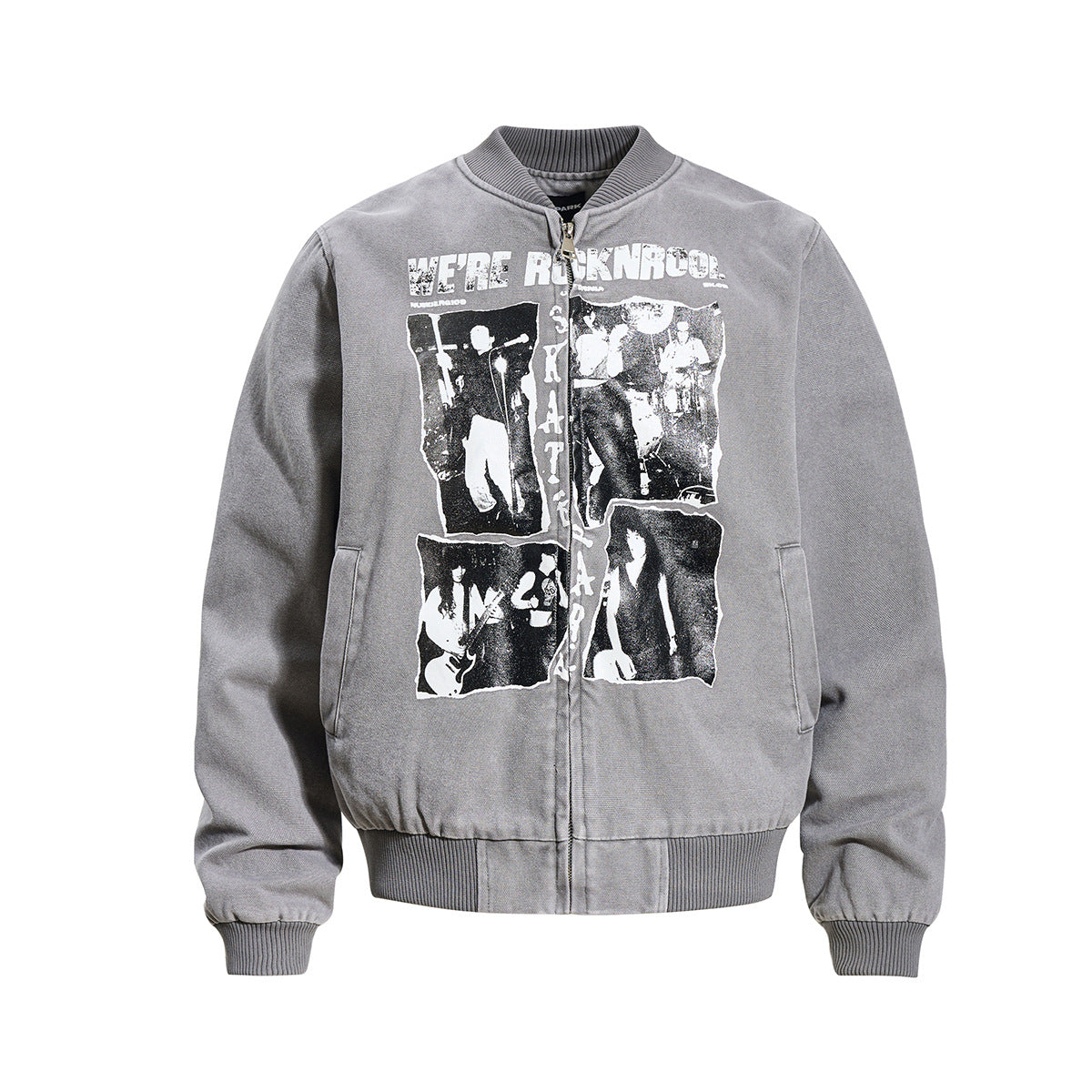 Washed canvas baseball jacket for men