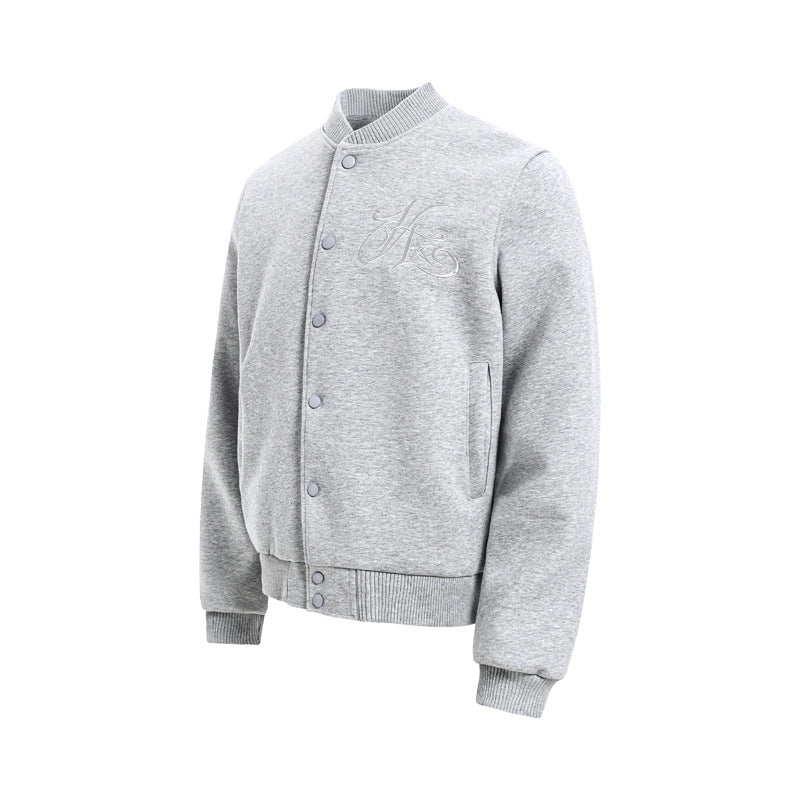 Style Heavyweight Letter Embroidery Baseball Jacket for Men and Women, High Street Vibe, Straight Shoulder, Short and Wide, Stand Collar Jacket Top