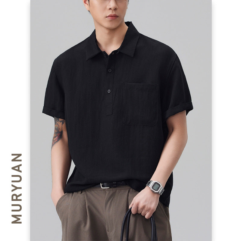 Tencel Short Sleeve Polo Shirt for Men