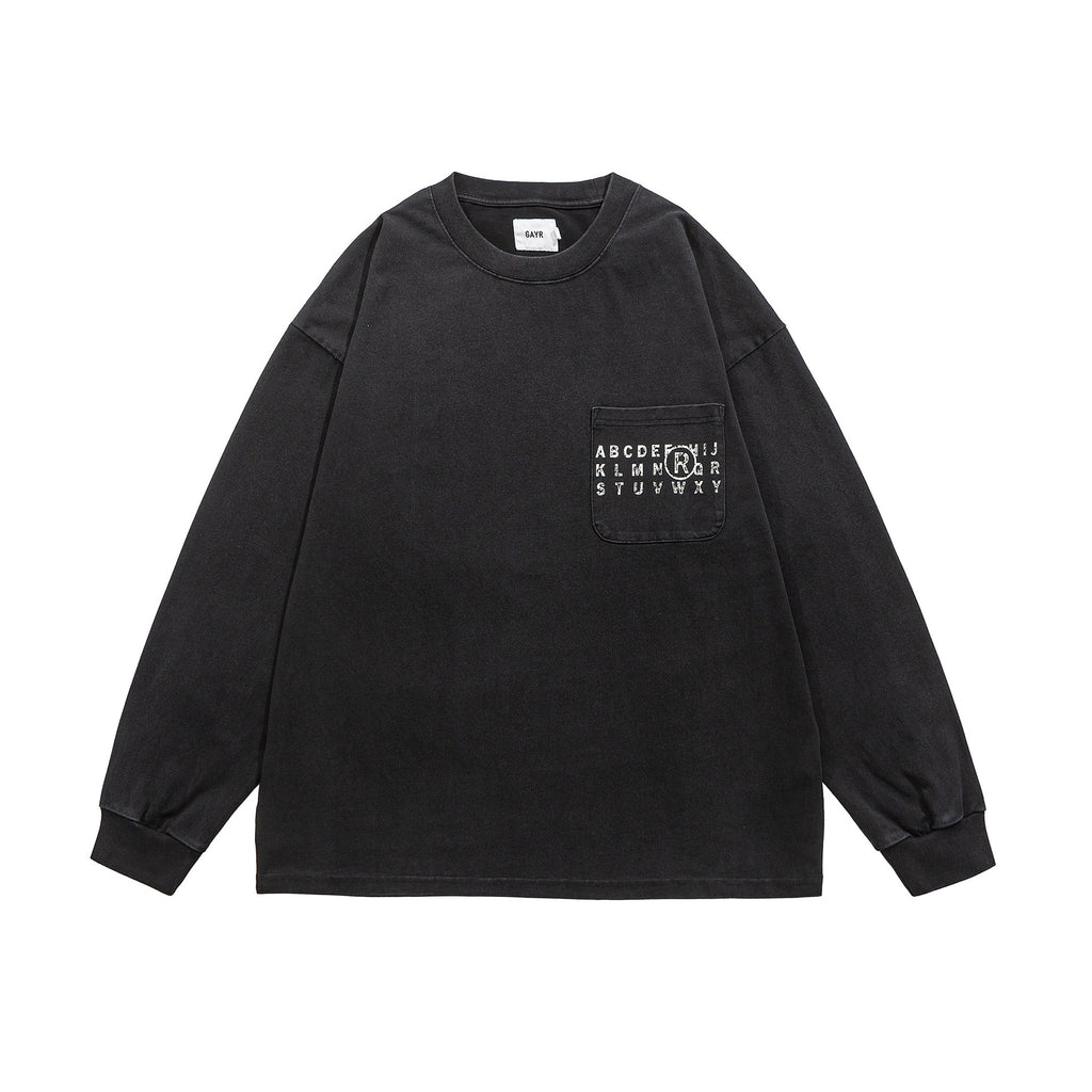 Washed Distressed Crewneck Hoodie for Men