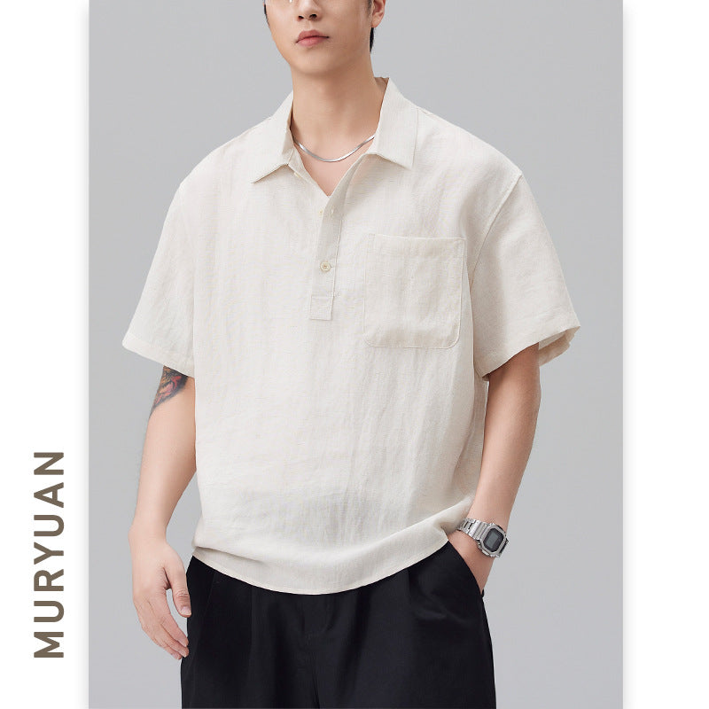 Tencel Short Sleeve Polo Shirt for Men