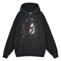 American retro washed hoodie for men and women, hip-hop sword style legendary dark print hoodie, vintage hoodie