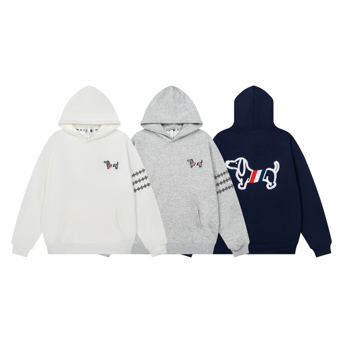 Sausage dog towel embroidered hooded sweatshirt for men