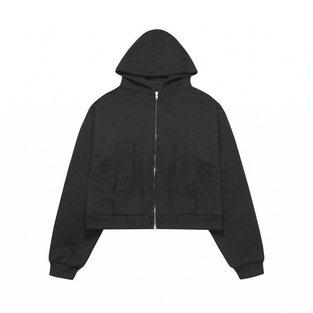 Design Knotted Asymmetrical Short Hooded Sweatshirt for Men