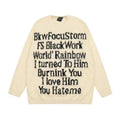 Letter Print Crew Neck Oversized Knit Sweater for Men and Women