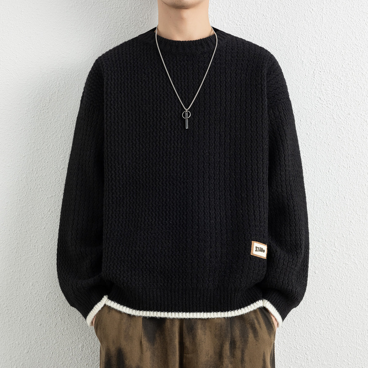 Men's Designer Style Solid Color Thickened Loose Soft Knit Sweater