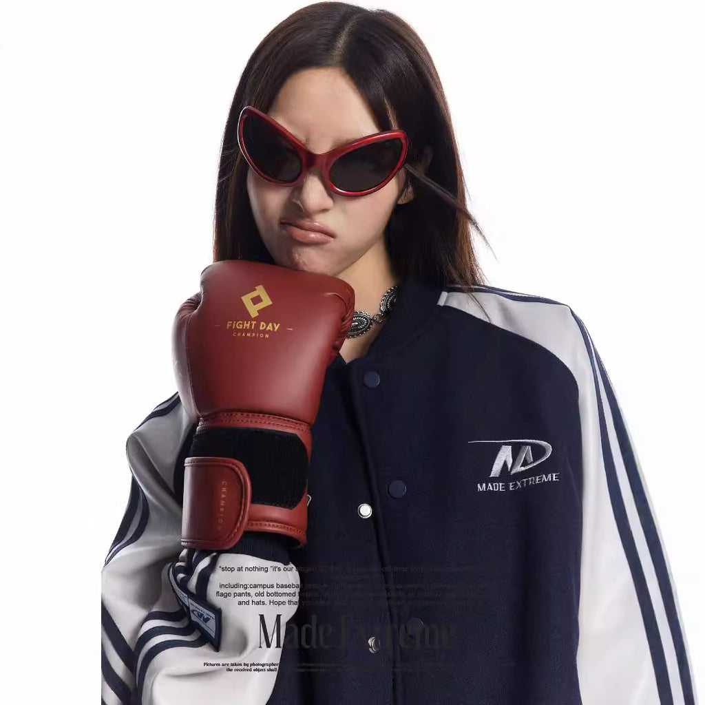 Color Block PU Leather Sleeve Street Jacket Baseball Coat for Men and Women