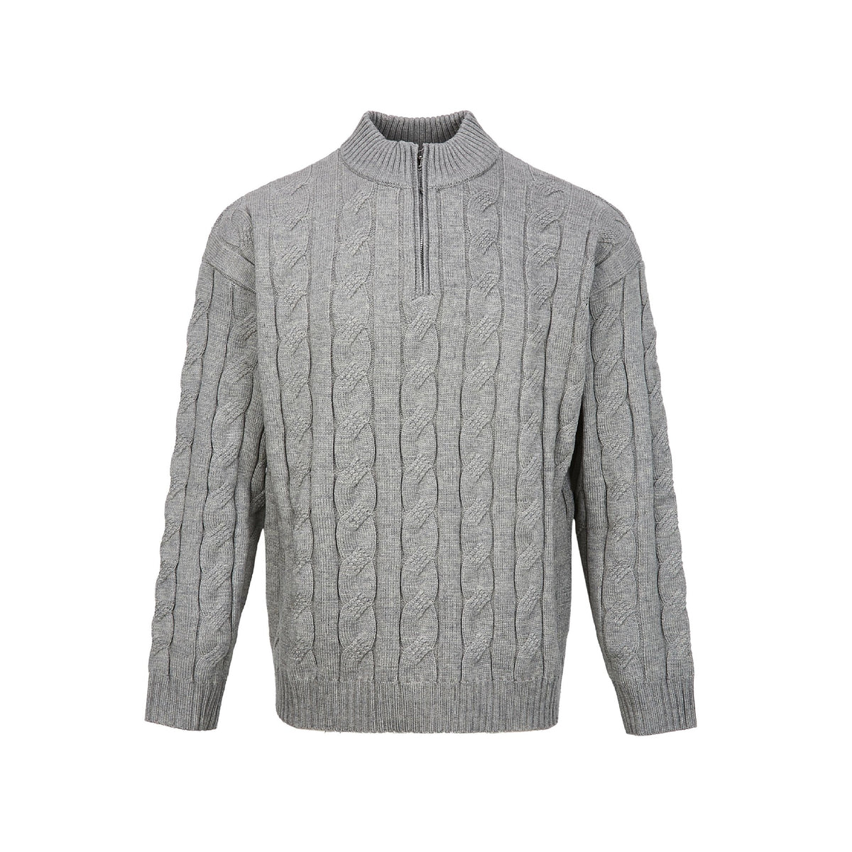 Hemp Pattern Coarse Knit British Half-Zip Heavy Knit Sweater for Men and Women