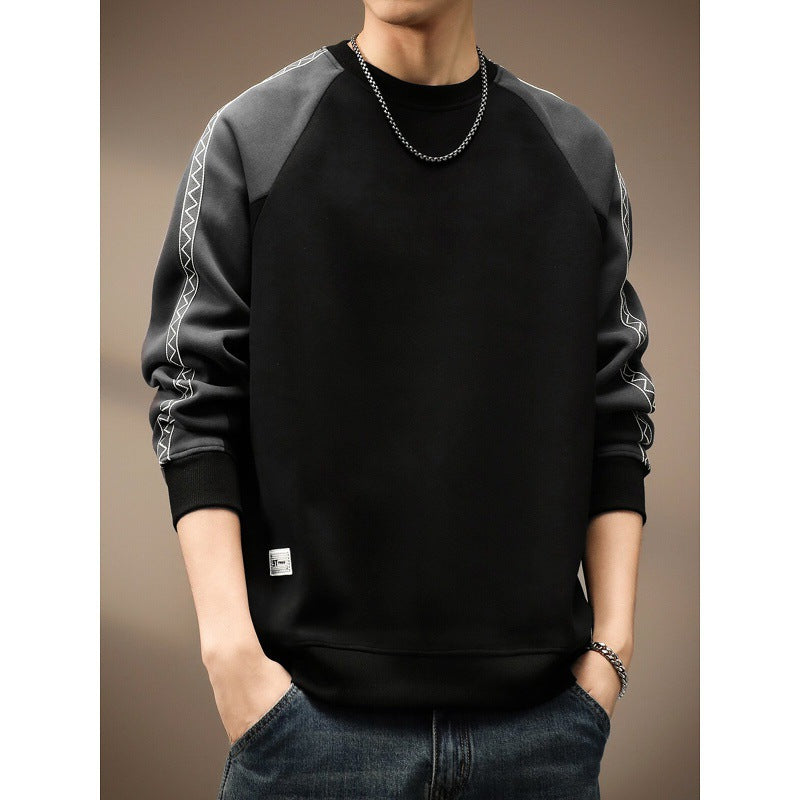 Men's  Casual Color-Block Long Sleeve Crew Neck Sweatshirt