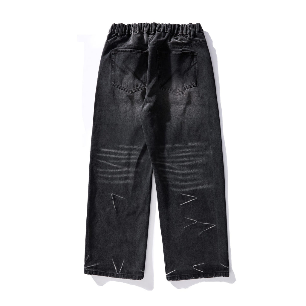 Washed Distressed Loose Straight Leg Jeans for Men