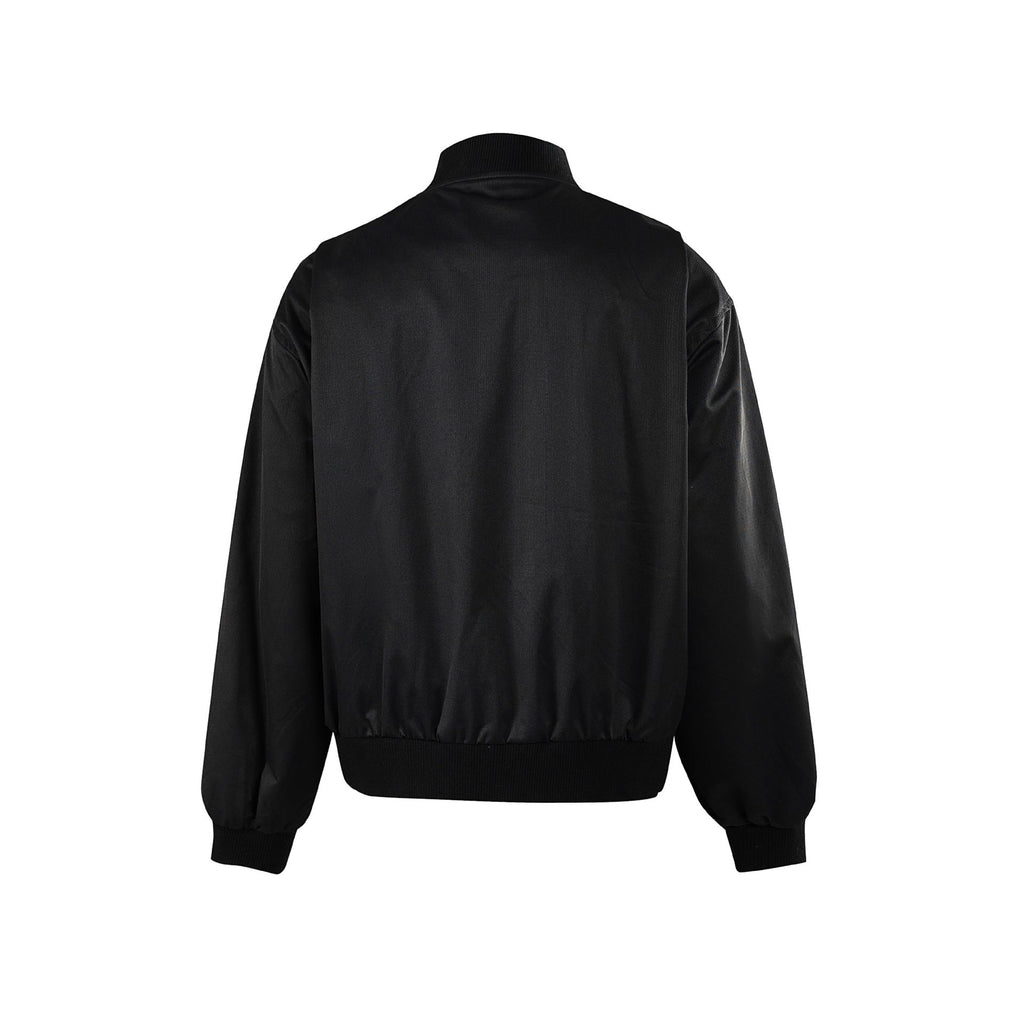 Rivet Decorated Gathered Baseball Collar Jacket for Men