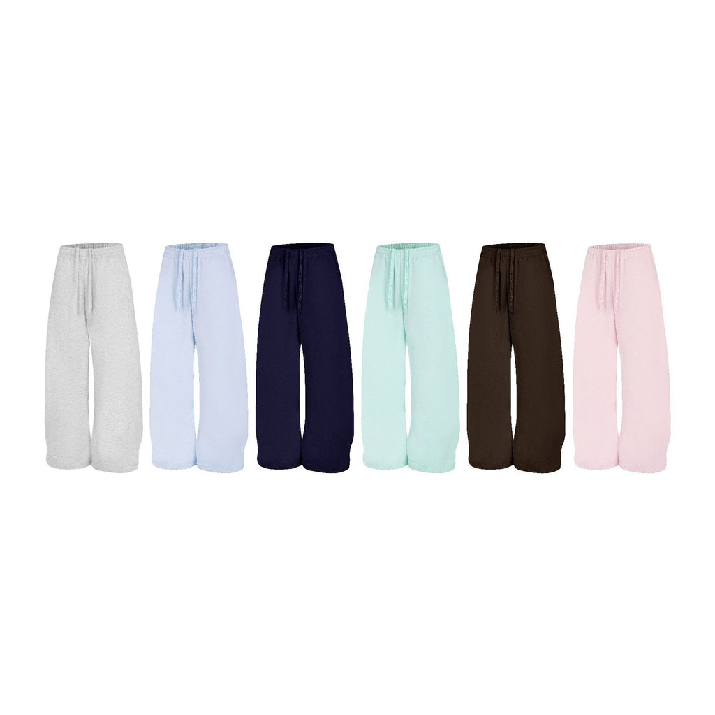 Women's Casual Wide Leg Sweatpants Elastic Drawstring Waist Loose Straight Track Pants