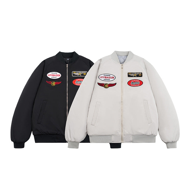 Style MA-1 Flight Jacket Women's Padded Jacket Thickened Outerwear Simple Embroidery Baseball Jacket Men