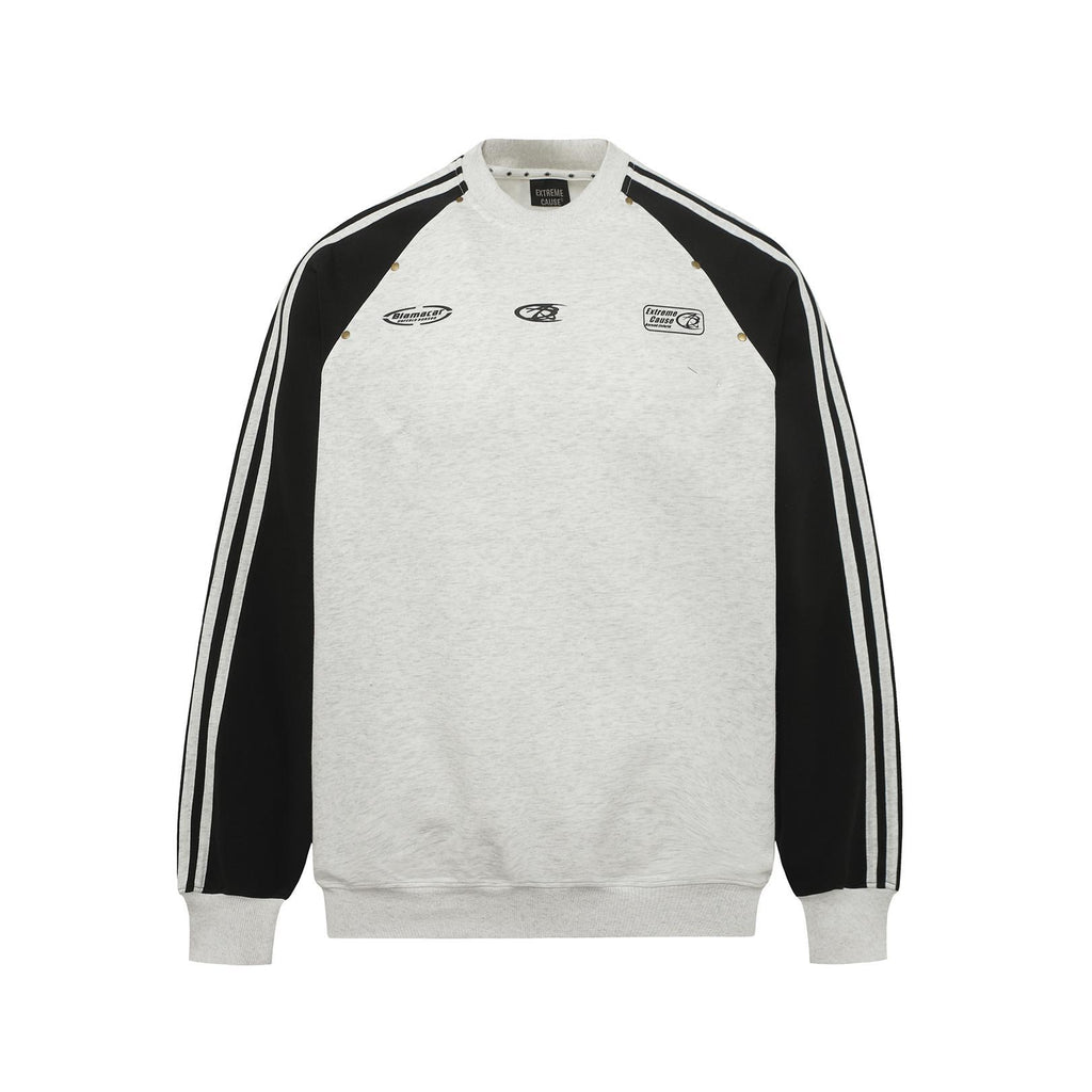 Ribbon splicing striped hoodie for men and women