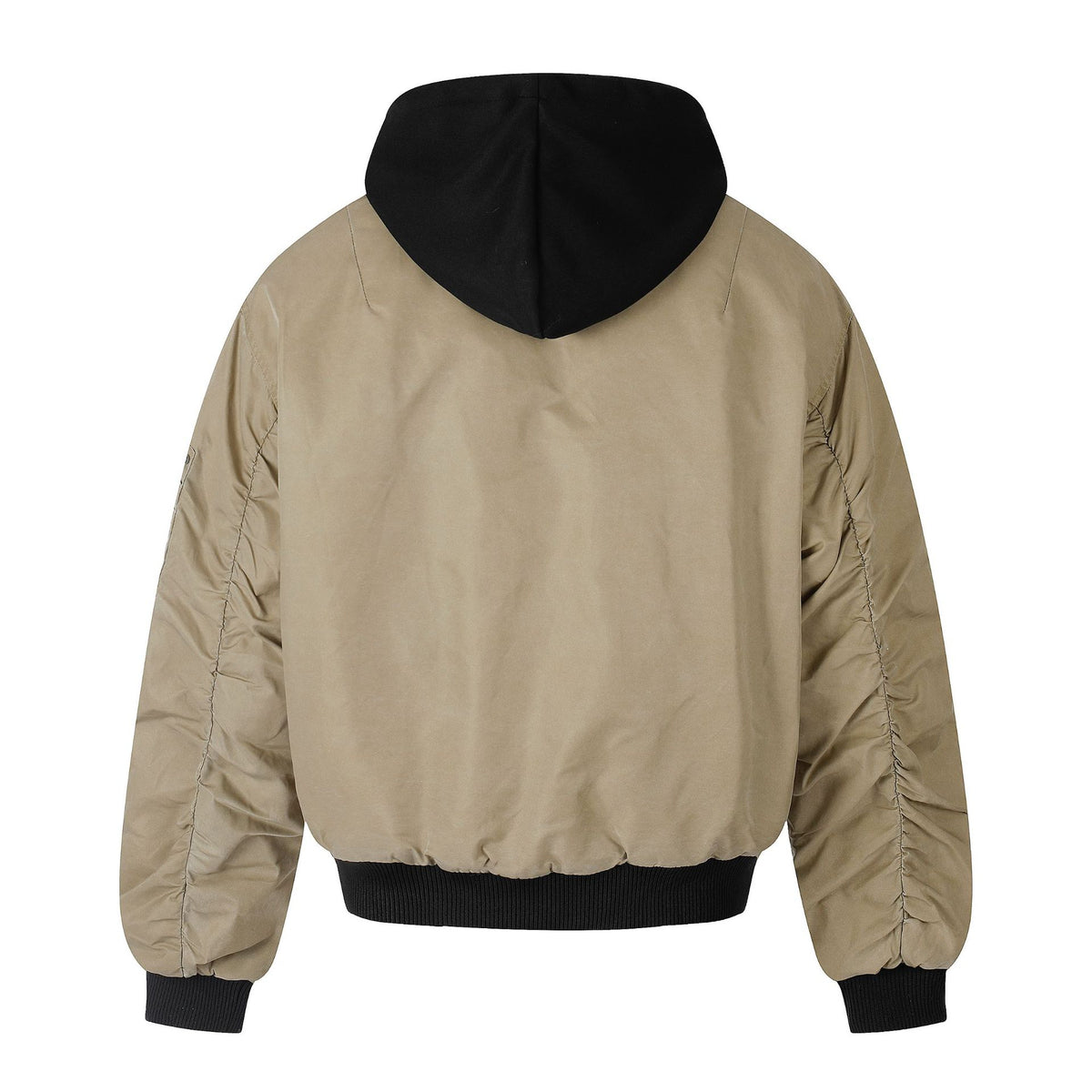 Washed Cargo Hooded Zip Flight Jacket Loose Fit Cotton Padded Multi Pocket Techwear Coat