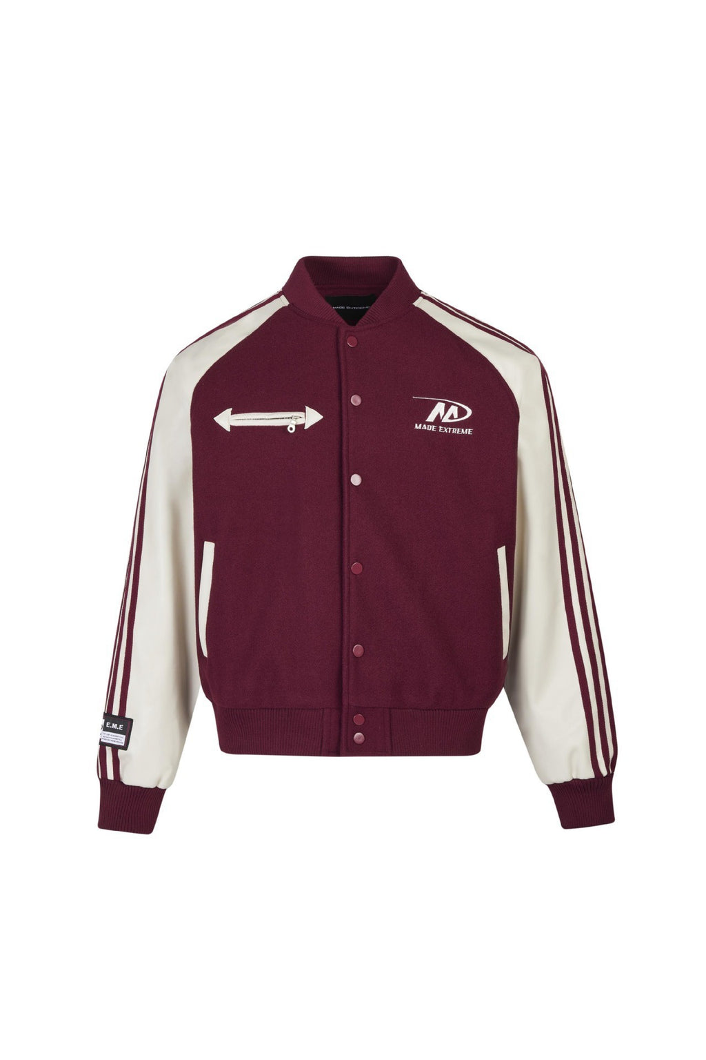 Color Block PU Leather Sleeve Street Jacket Baseball Coat for Men and Women