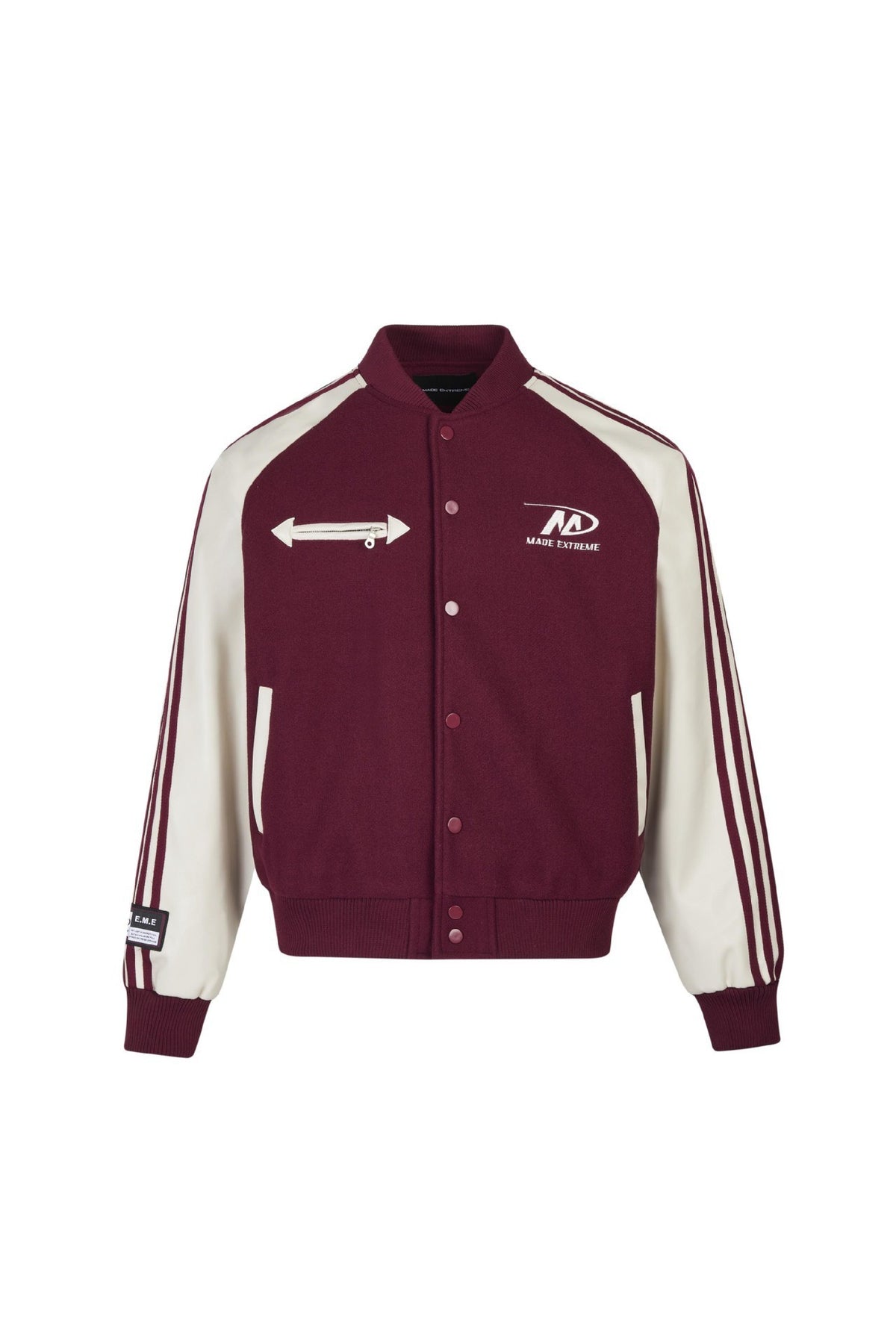 Color Block PU Leather Sleeve Street Jacket Baseball Coat for Men and Women