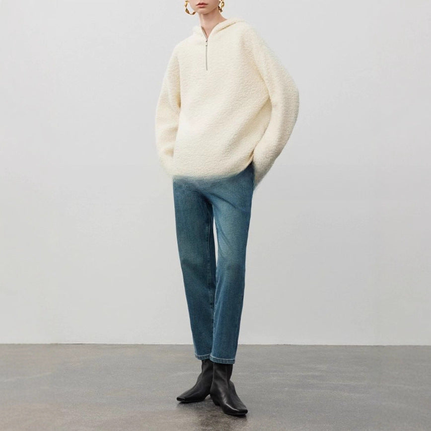 Knitwear Loose Hooded Half-Zip Sweater Coat