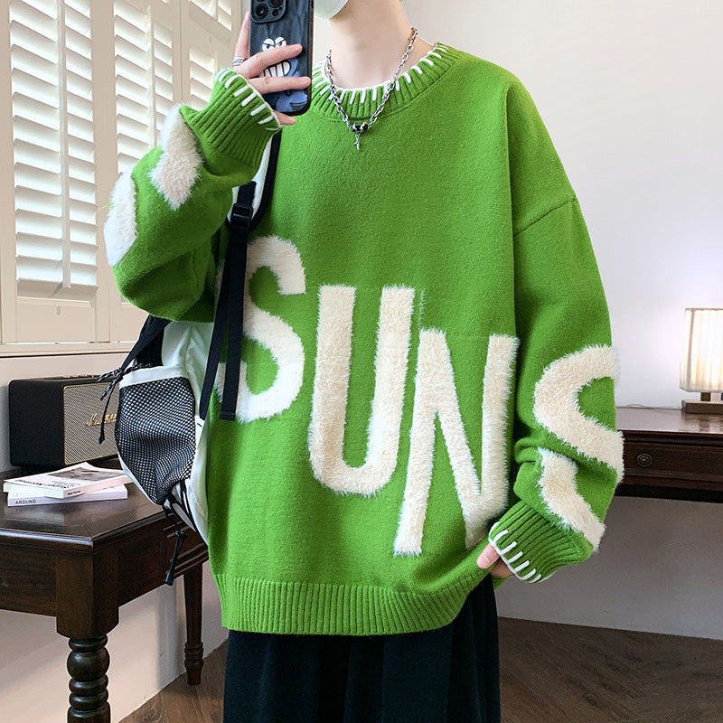 Casual Long Sleeve Round Neck Sweater for Men