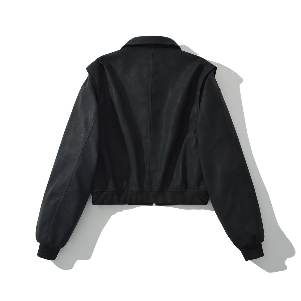 Street leisure bomber leather jacket