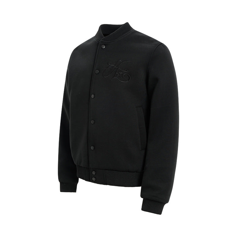 Style Heavyweight Letter Embroidery Baseball Jacket for Men and Women, High Street Vibe, Straight Shoulder, Short and Wide, Stand Collar Jacket Top