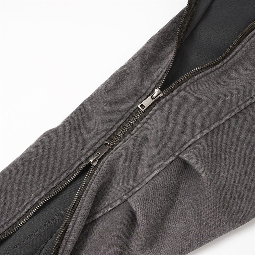 Washed and worn hooded sweatshirt for men