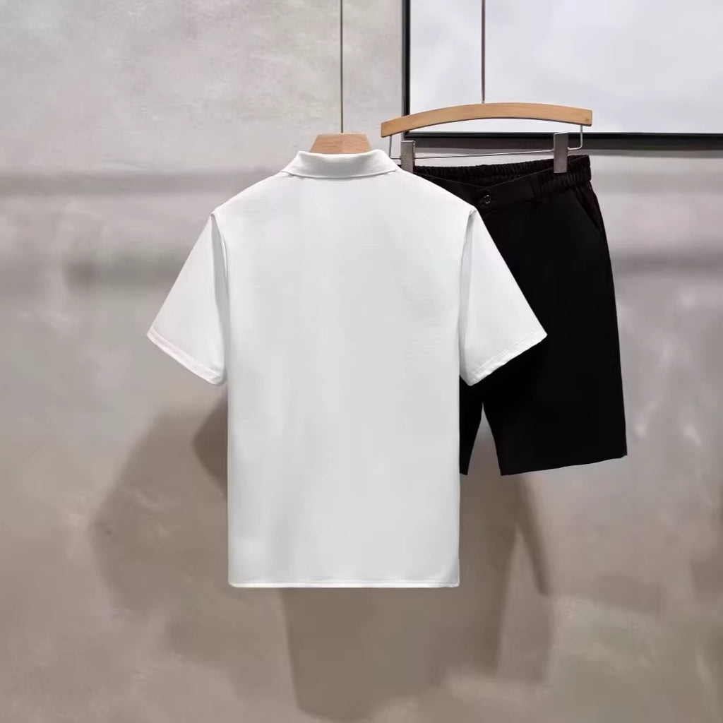 Solid Color Polo Shirt Men Short Sleeve