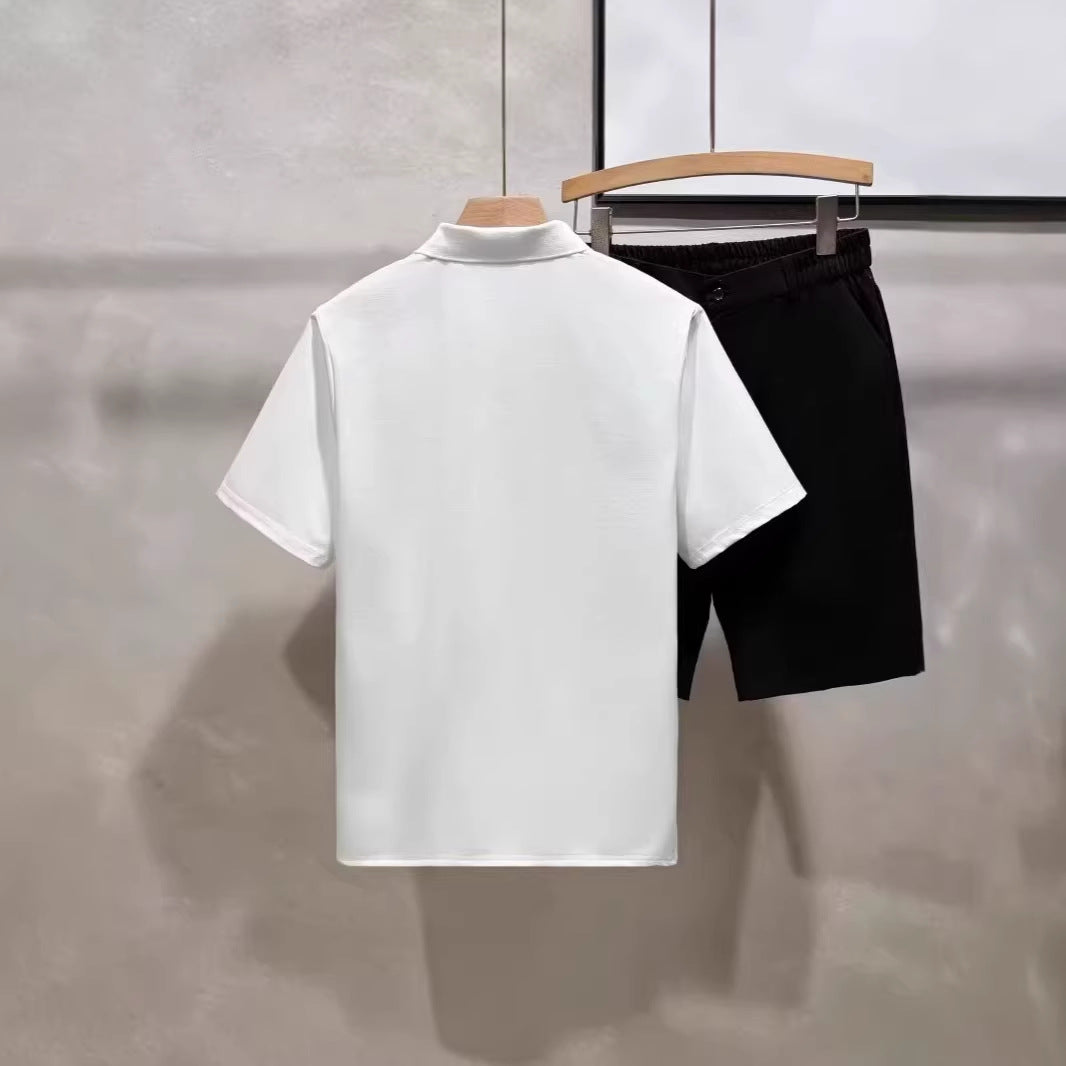 Solid Color Polo Shirt Men Short Sleeve