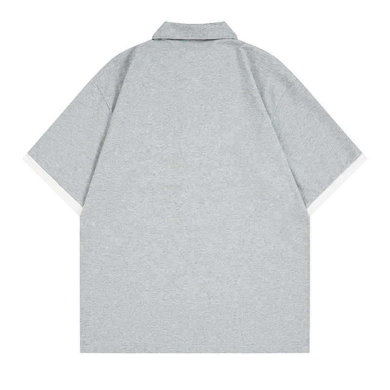 Style Patchwork Two-Piece Polo Shirt for Men