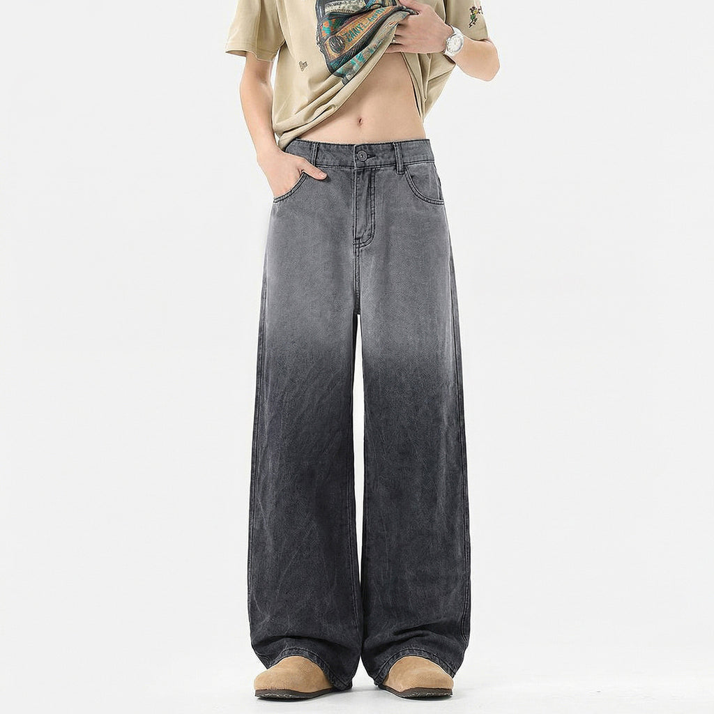Loose Patchwork Lyocell Coolmax Denim Pants for Men
