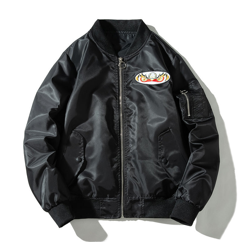 Style Sun Wukong Embroidered Flight Jacket for Men and Women, Autumn and Winter Trendy Padded Thickened Loose Baseball Jacket Outerwear