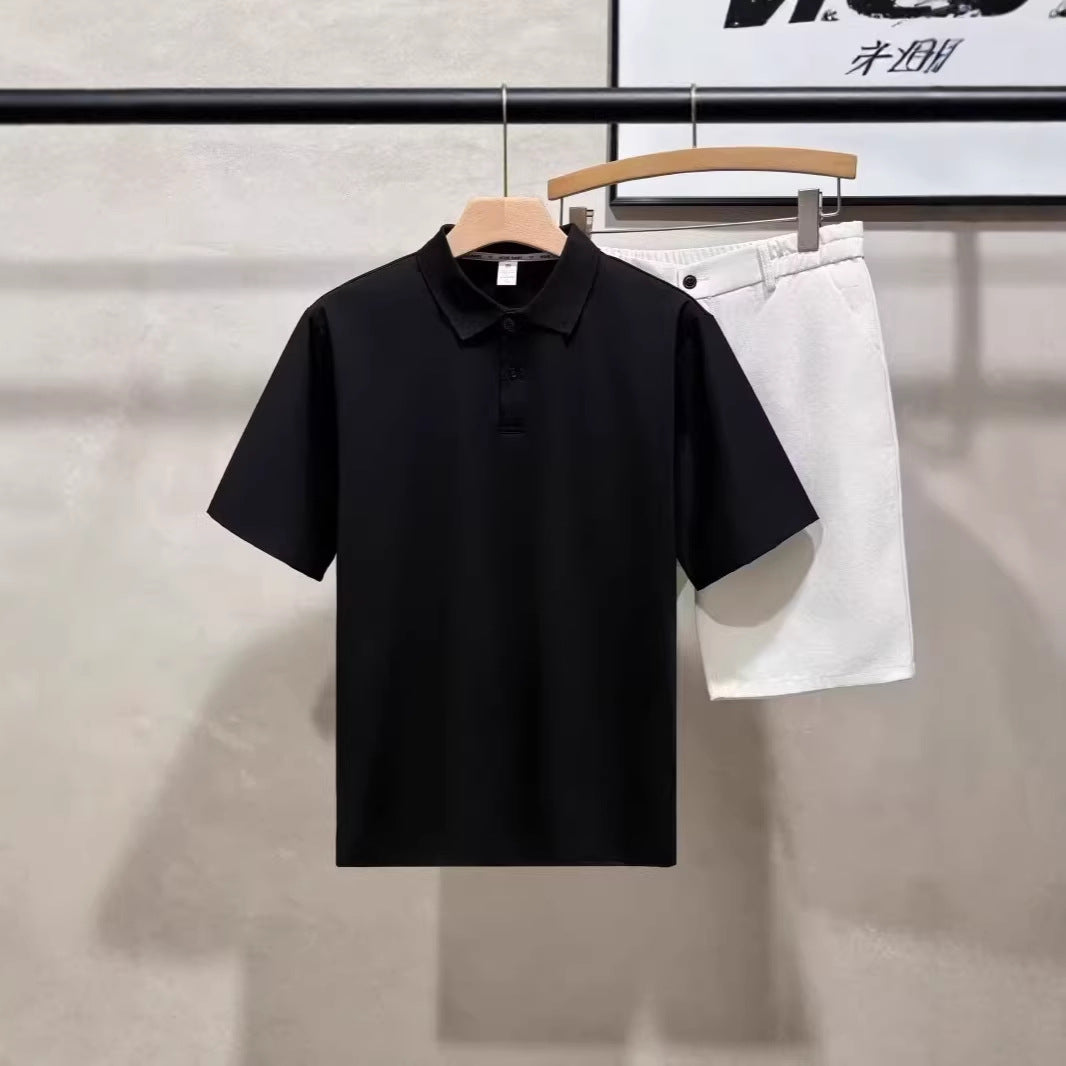 Solid Color Polo Shirt Men Short Sleeve