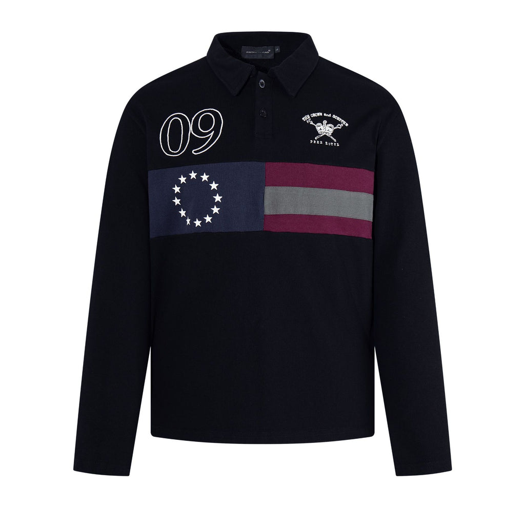 Embroidered long sleeved polo shirt for men