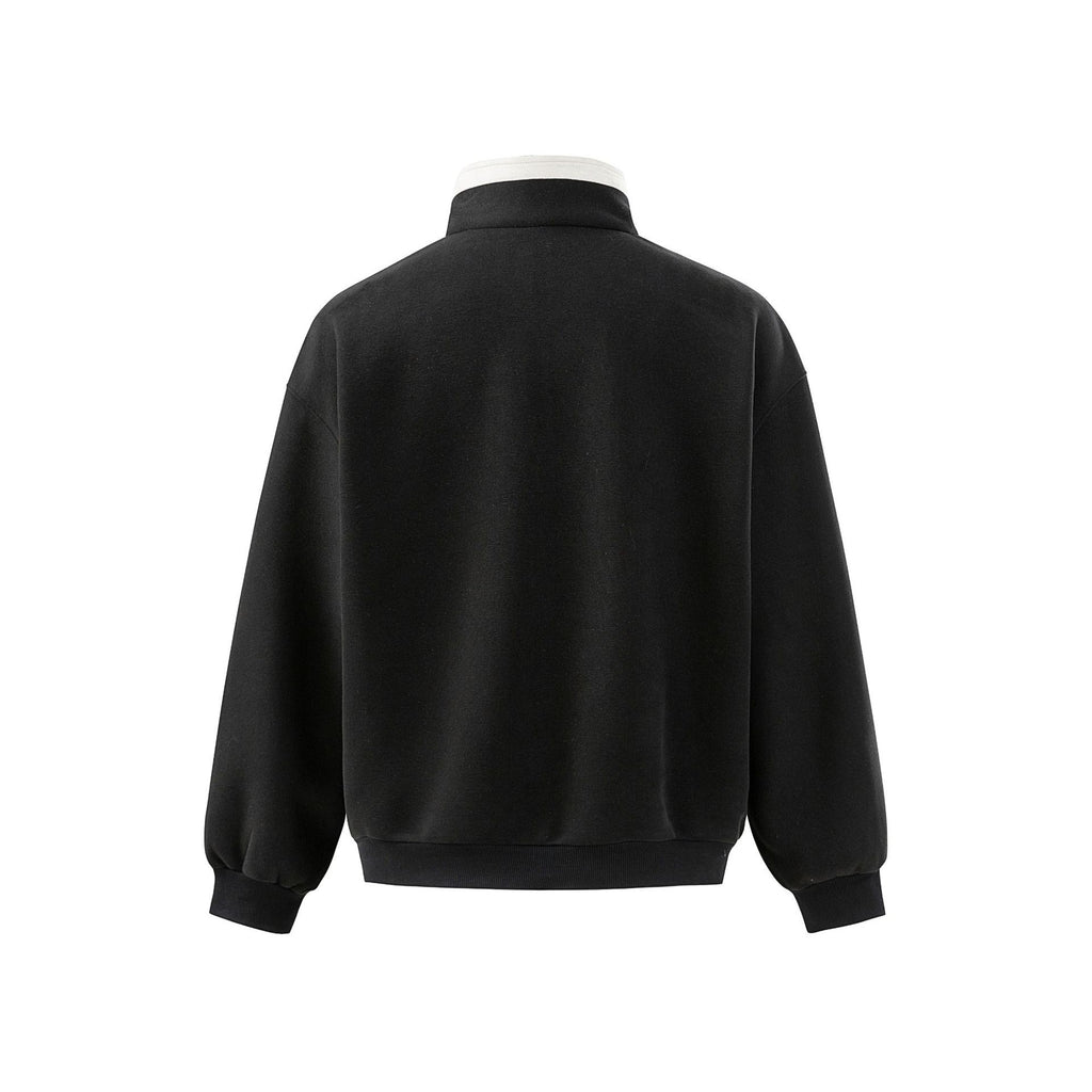 Letter Embroidery Half-Zip Hooded Sweatshirt for Men