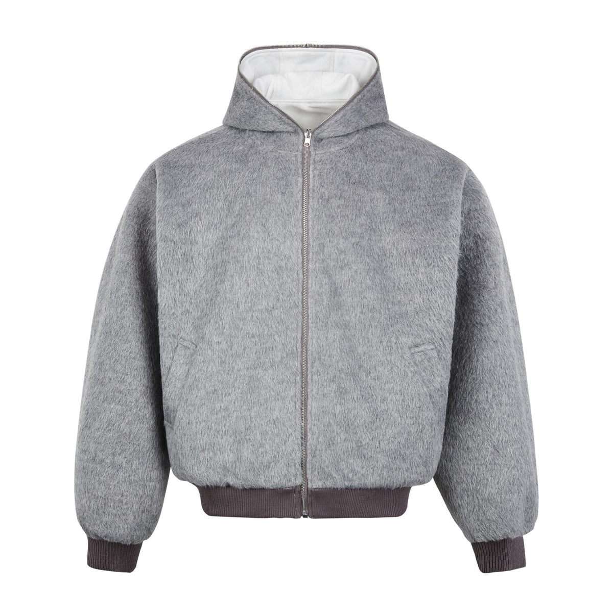 Wool Blend Zip-up Thickened Jacket for Men and Women