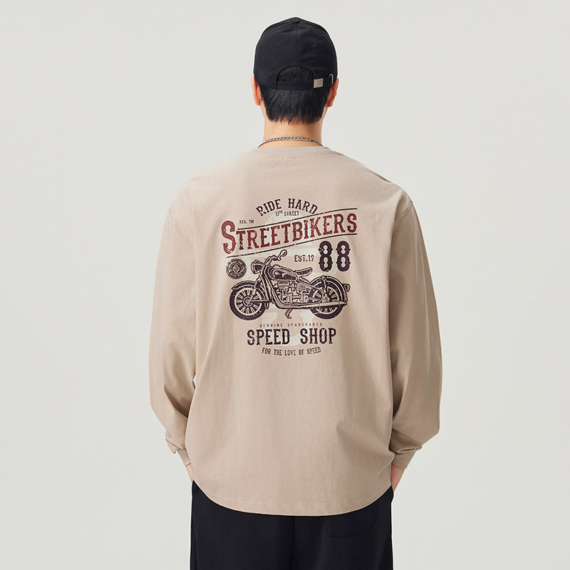 Loose Long Sleeve Cotton T-Shirt for Men