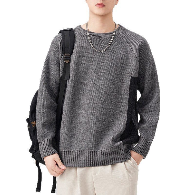 Knit Sweater Retro Raglan Sleeve Crewneck Sweater