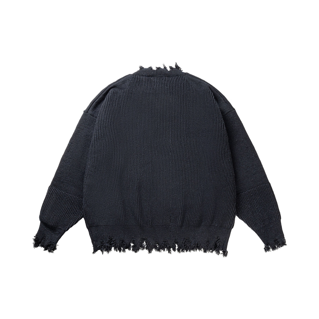 Perforated round neck knitted sweater for men and women