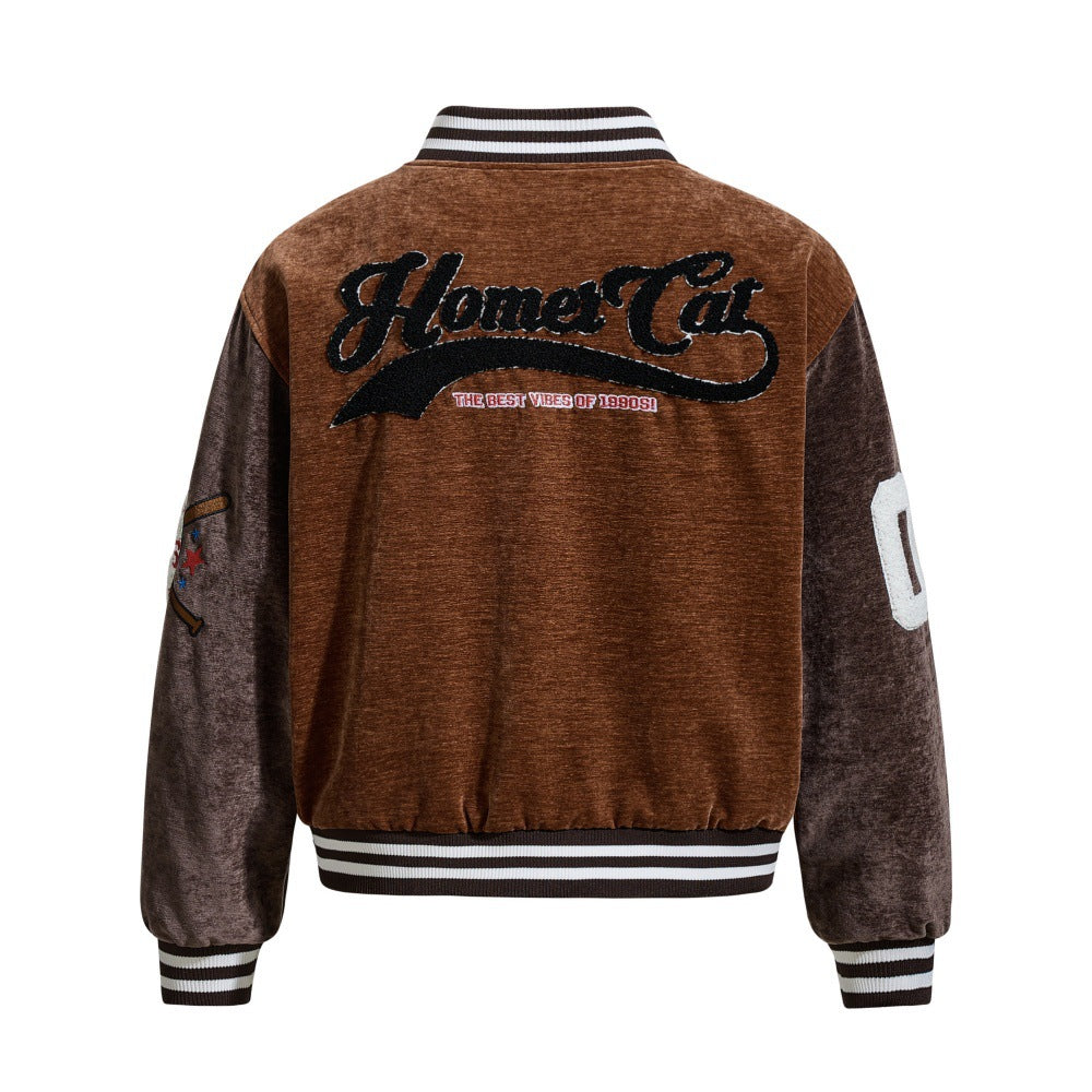 Embroidered letter baseball jacket