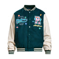 Streetwear Heavy Embroidered Lettering Color-Blocked Jacket for Men and Women, Casual Loose Baseball Coat