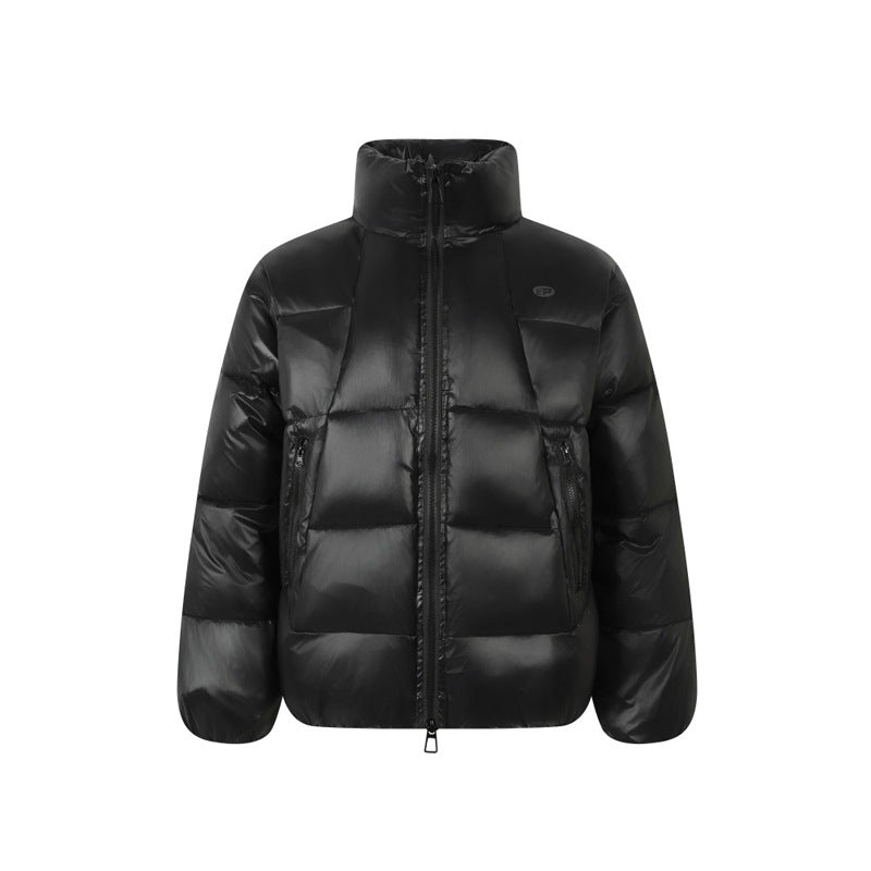 Mountain Style Outdoor Puffer Jacket Trendy Loose Stand Collar Warm Thick Cotton Coat for Couples, Versatile Design