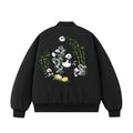 Style Panda Embroidery Baseball Jacket Men Pilot Jacket Versatile Couple Outerwear Women Black