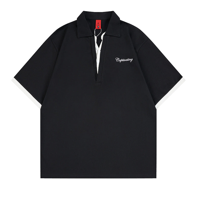 Style Patchwork Two-Piece Polo Shirt for Men