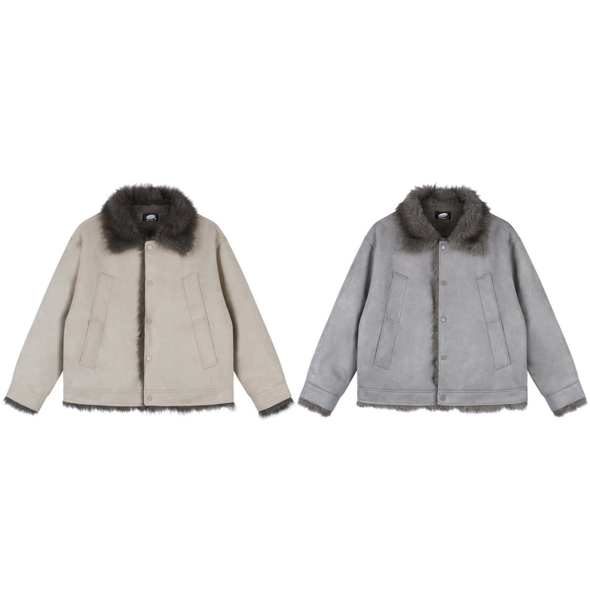 Casual Suede Lapel Collar Loose Fit Fleece Lined Thickened Jacket