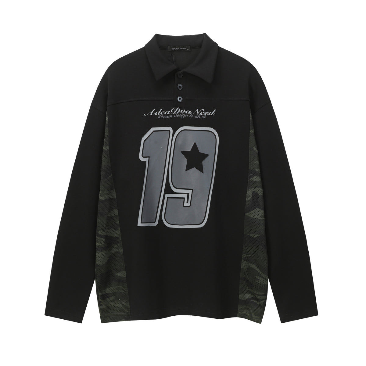 Sportswear camouflage patchwork POLO lapel sweatshirt for men