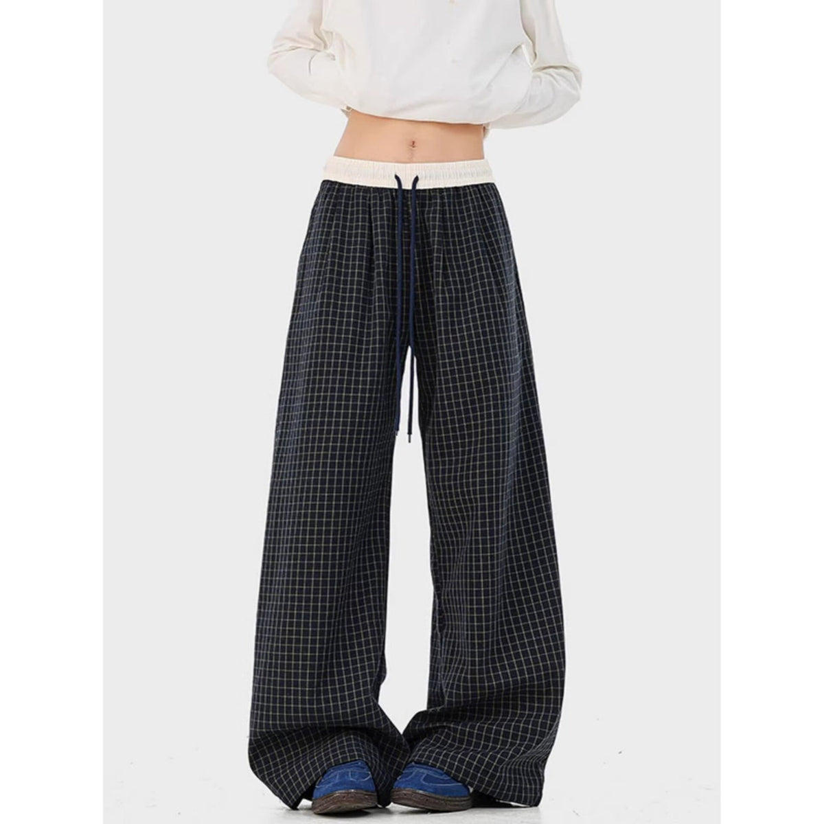 Casual Plaid Patchwork Pants for Men and Women