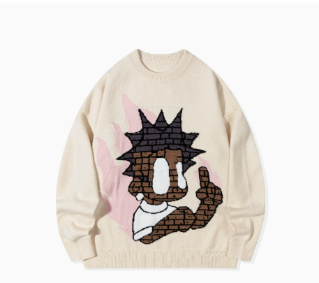 Cartoon round neck sweater for men