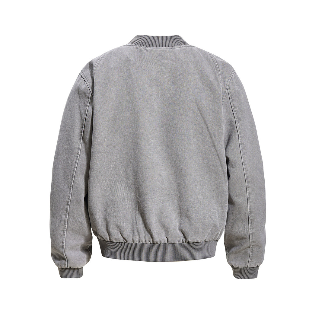 Washed canvas baseball jacket for men