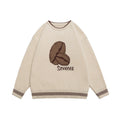 Jacquard color blocked round neck sweater for men