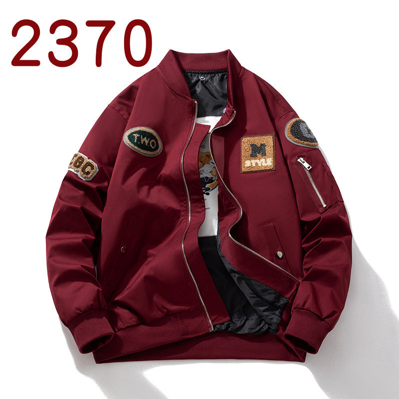 Street Trend Baseball Jacket Women Towel Fleece Embroidery Padded Hooded Thick Flight Jacket Men